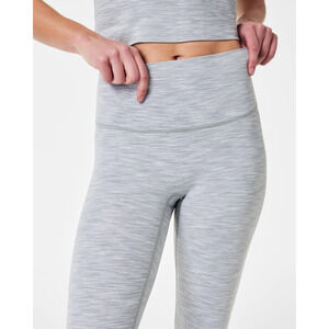 SPANX Soft And Smooth Womens Leggings L Heather Gray 7/8 Length Elastic Waist